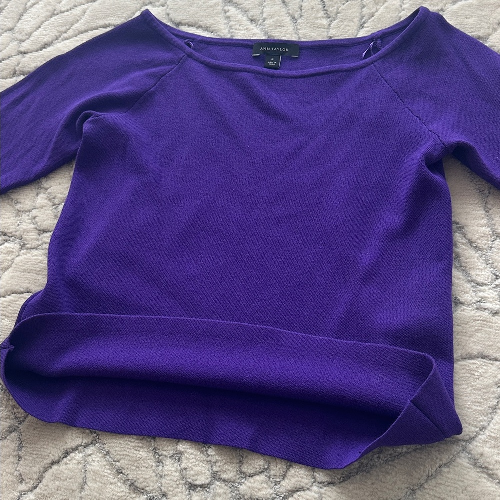 Ann Taylor Deep Purple Long Sleeve Top - Picture 7 of 12